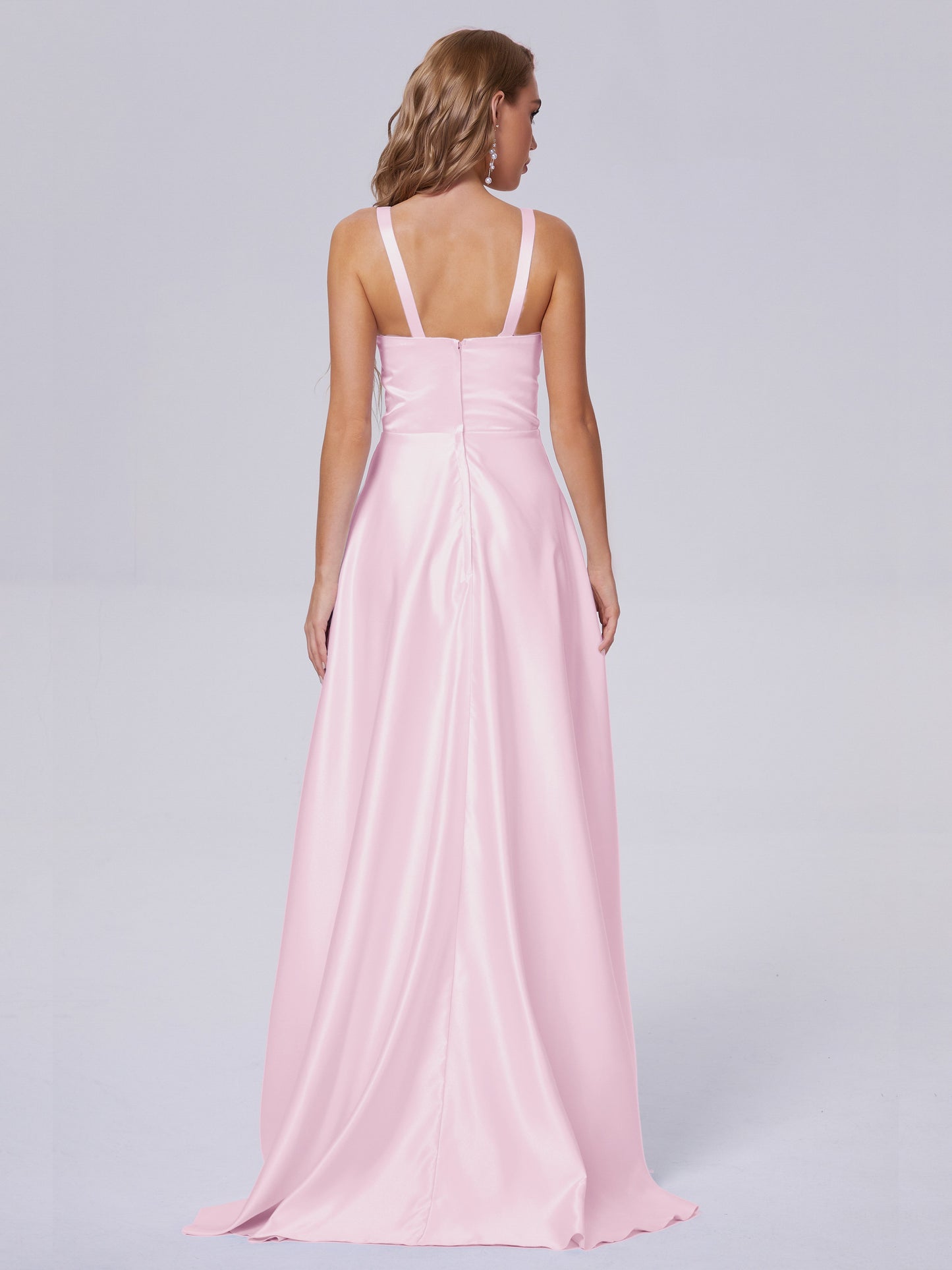 Fiona Sleeveless Satin Long Bridesmaid Dresses