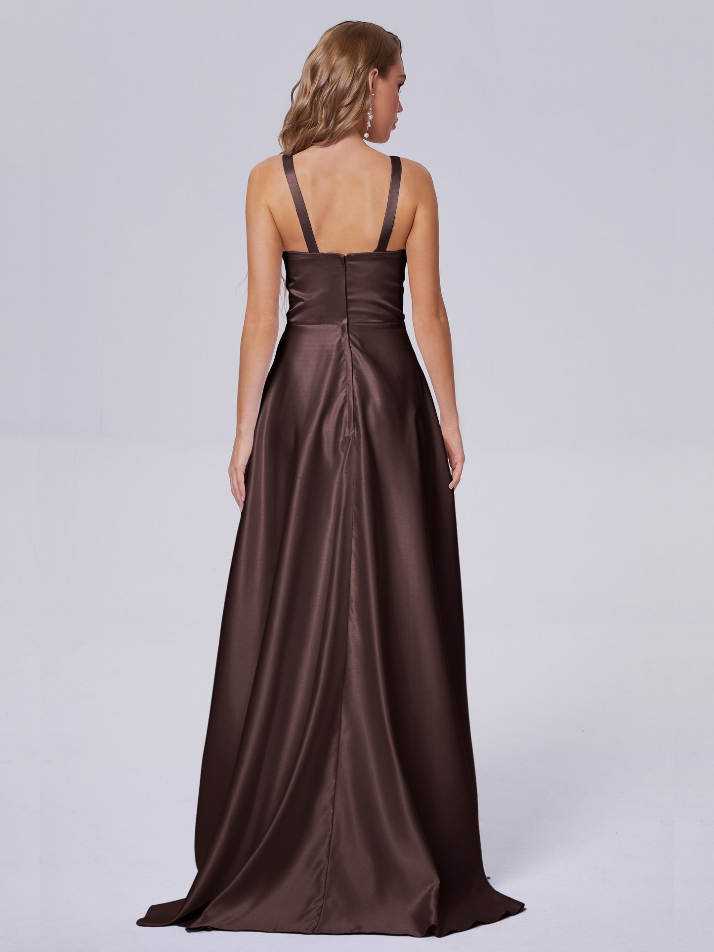 Fiona Sleeveless Satin Long Bridesmaid Dresses