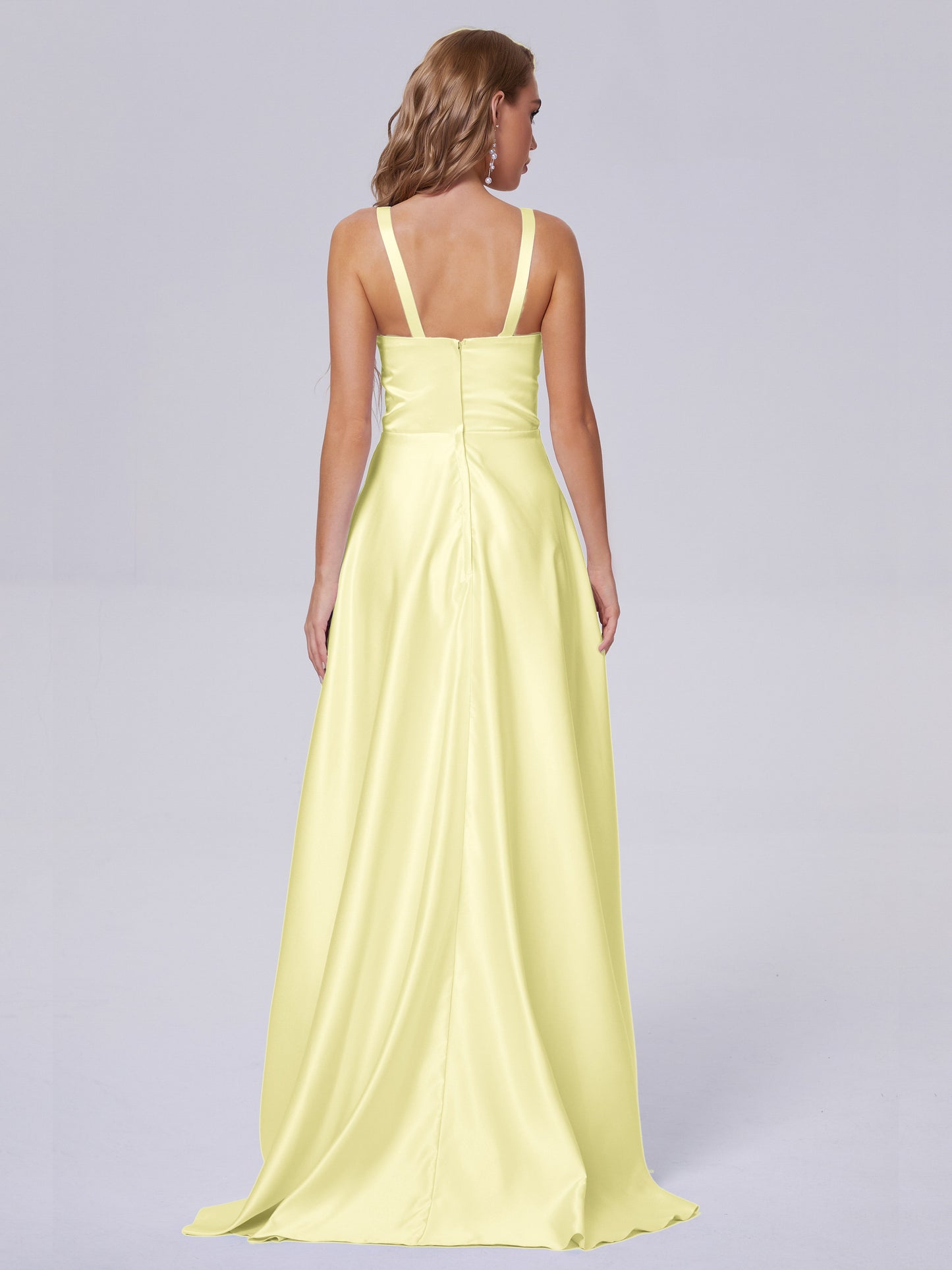 Fiona Sleeveless Satin Long Bridesmaid Dresses