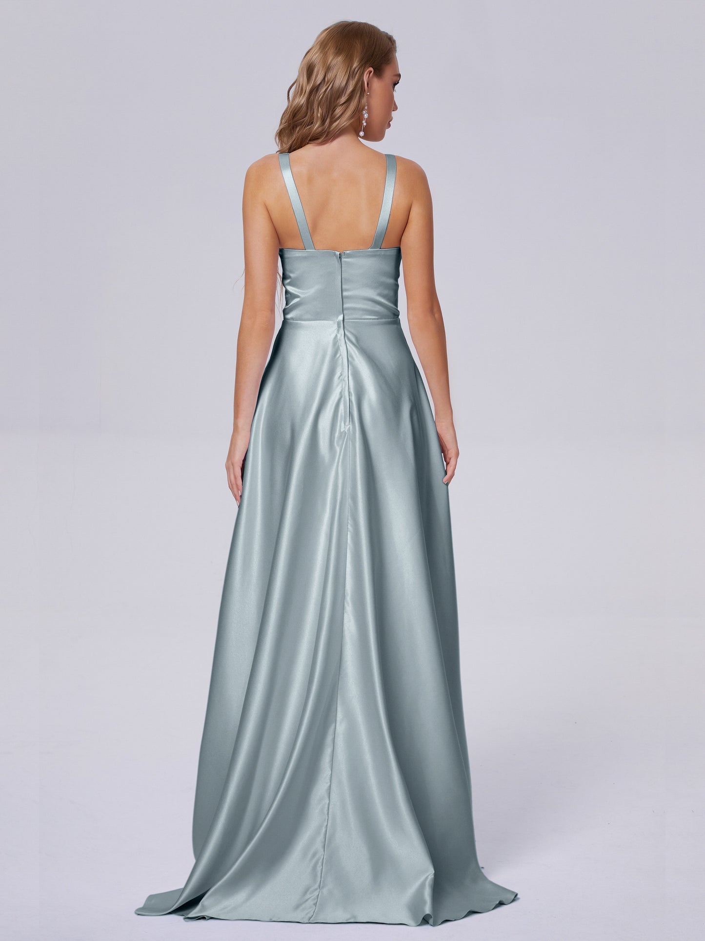 Fiona Sleeveless Satin Long Bridesmaid Dresses