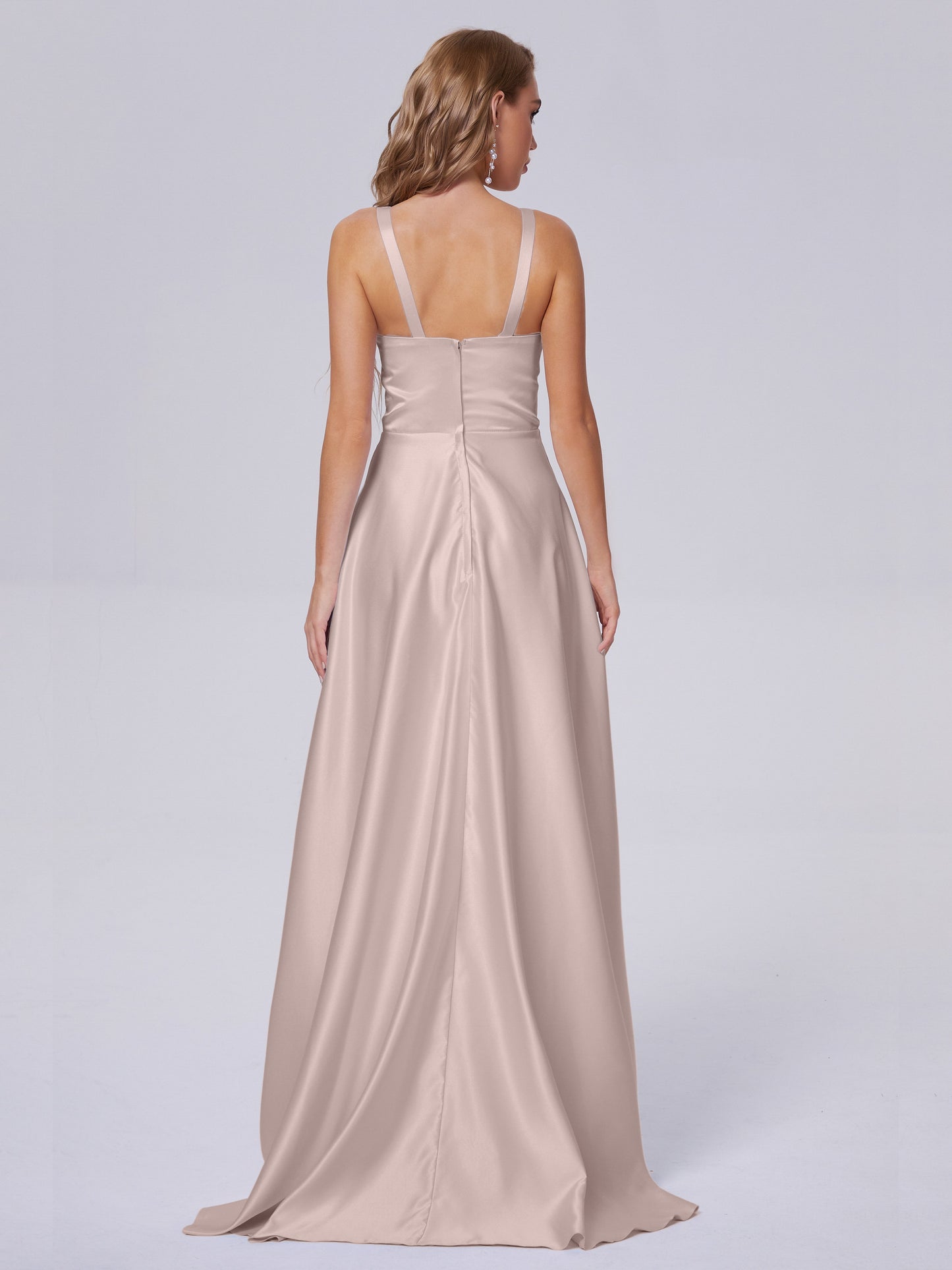 Fiona Sleeveless Satin Long Bridesmaid Dresses