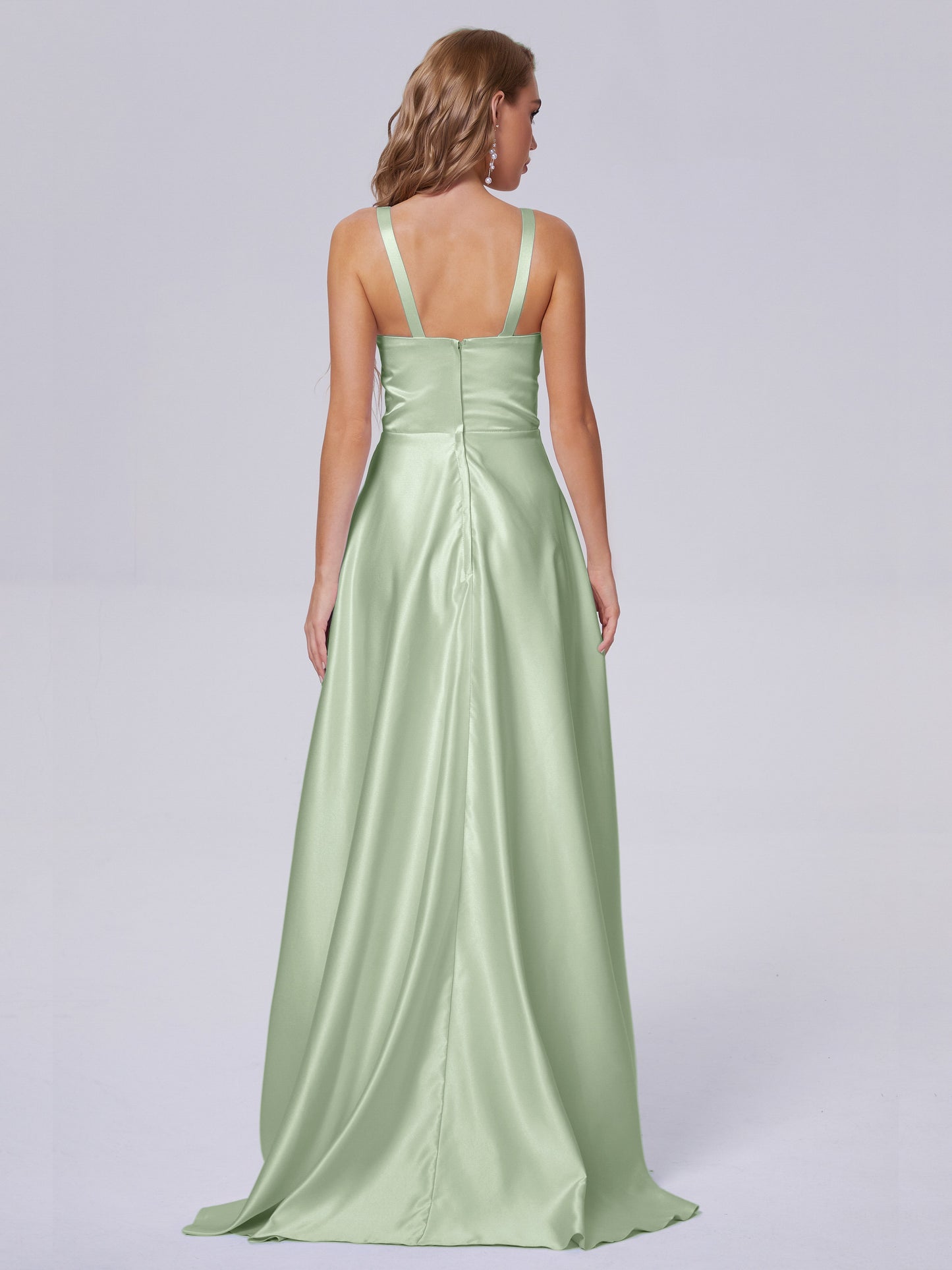Fiona Sleeveless Satin Long Bridesmaid Dresses