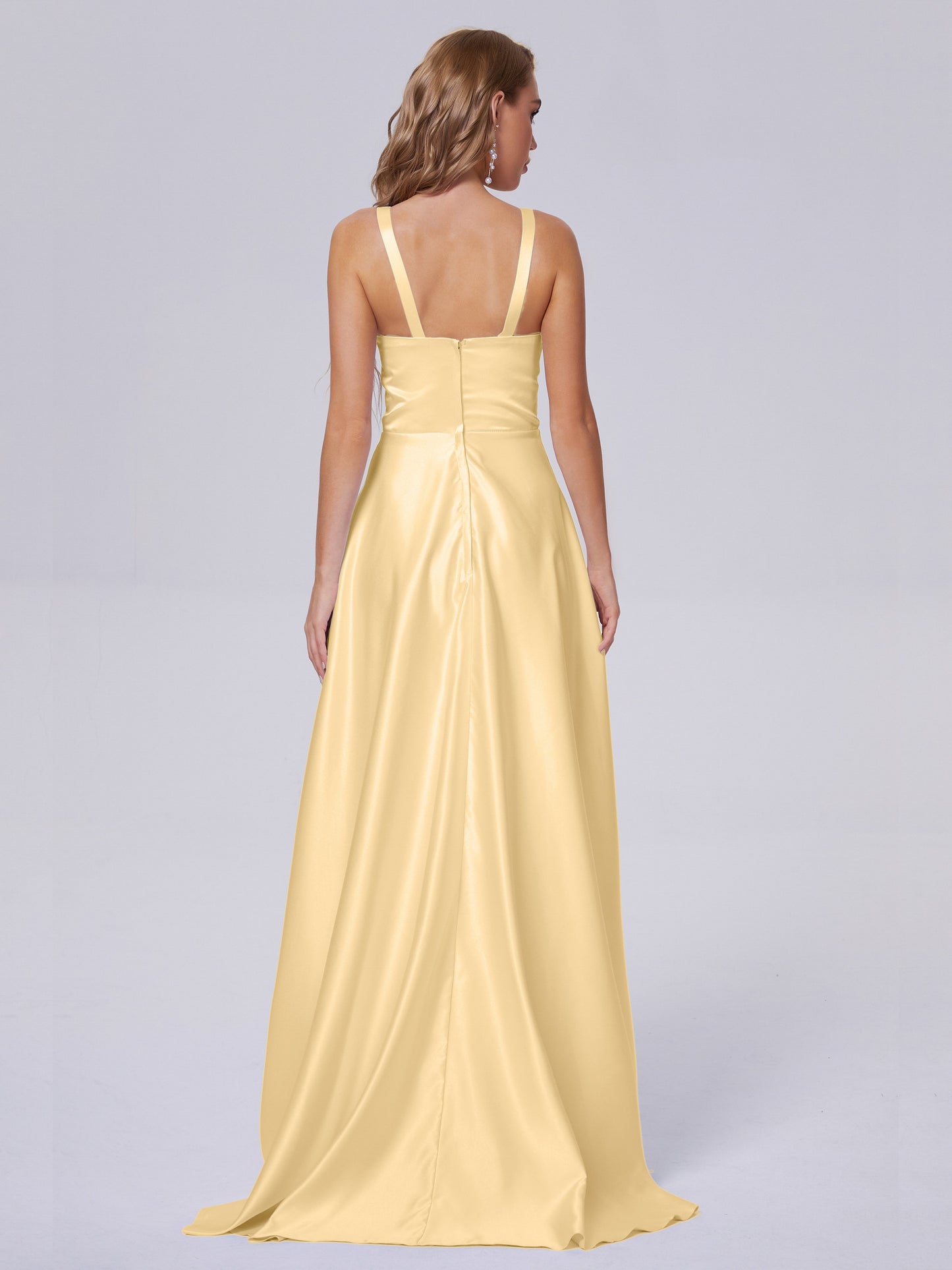 Fiona Sleeveless Satin Long Bridesmaid Dresses