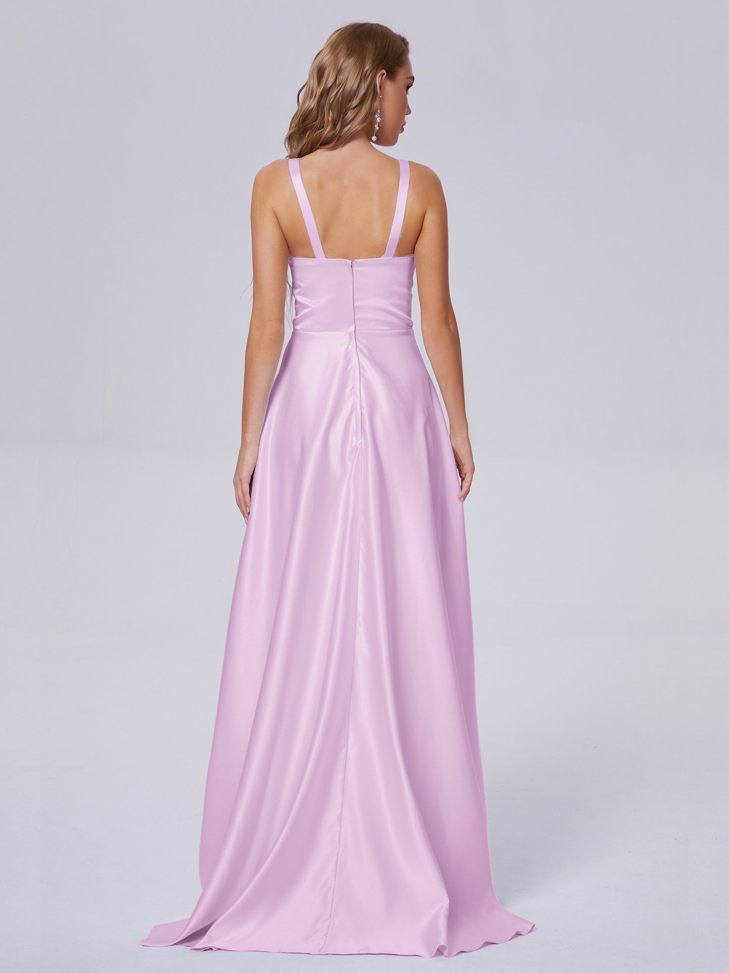 Fiona Sleeveless Satin Long Bridesmaid Dresses