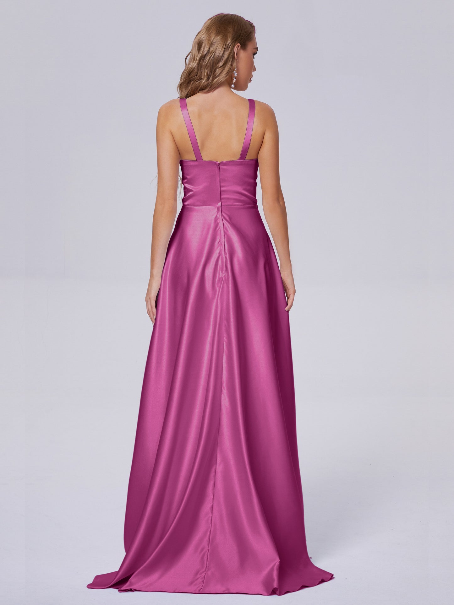 Fiona Sleeveless Satin Long Bridesmaid Dresses