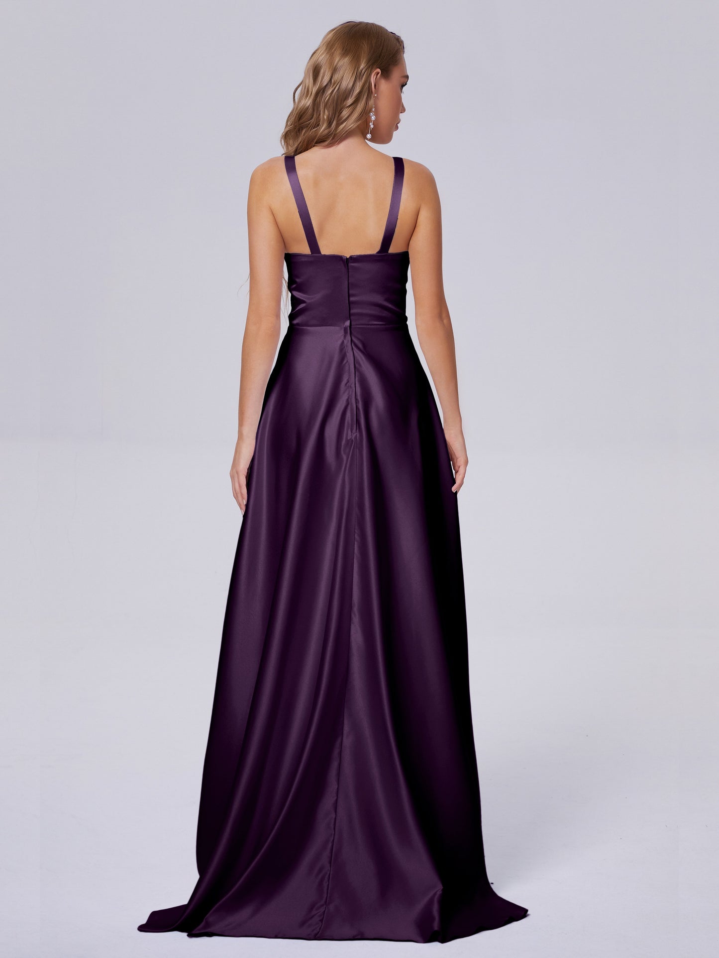 Fiona Sleeveless Satin Long Bridesmaid Dresses