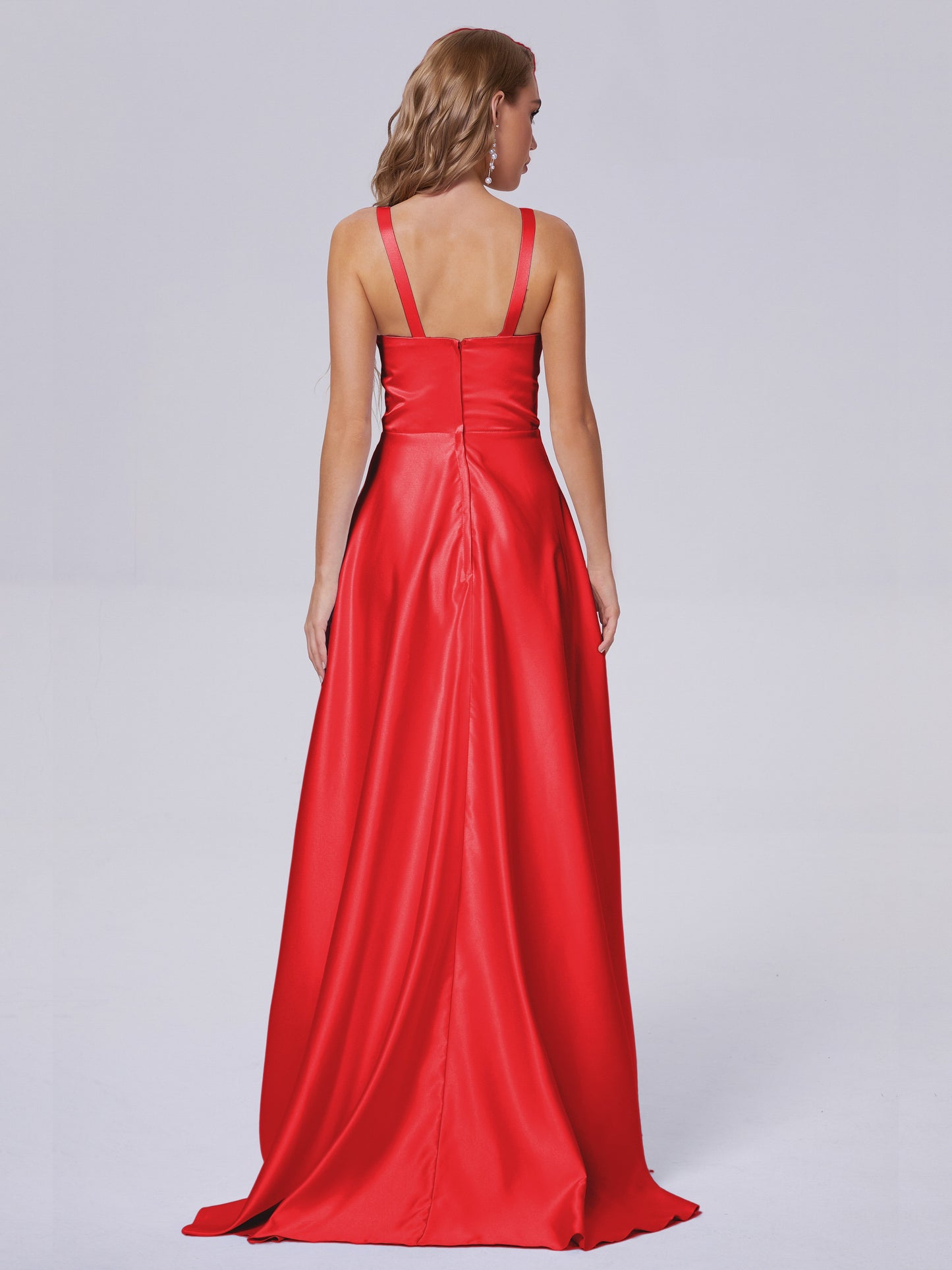 Fiona Sleeveless Satin Long Bridesmaid Dresses