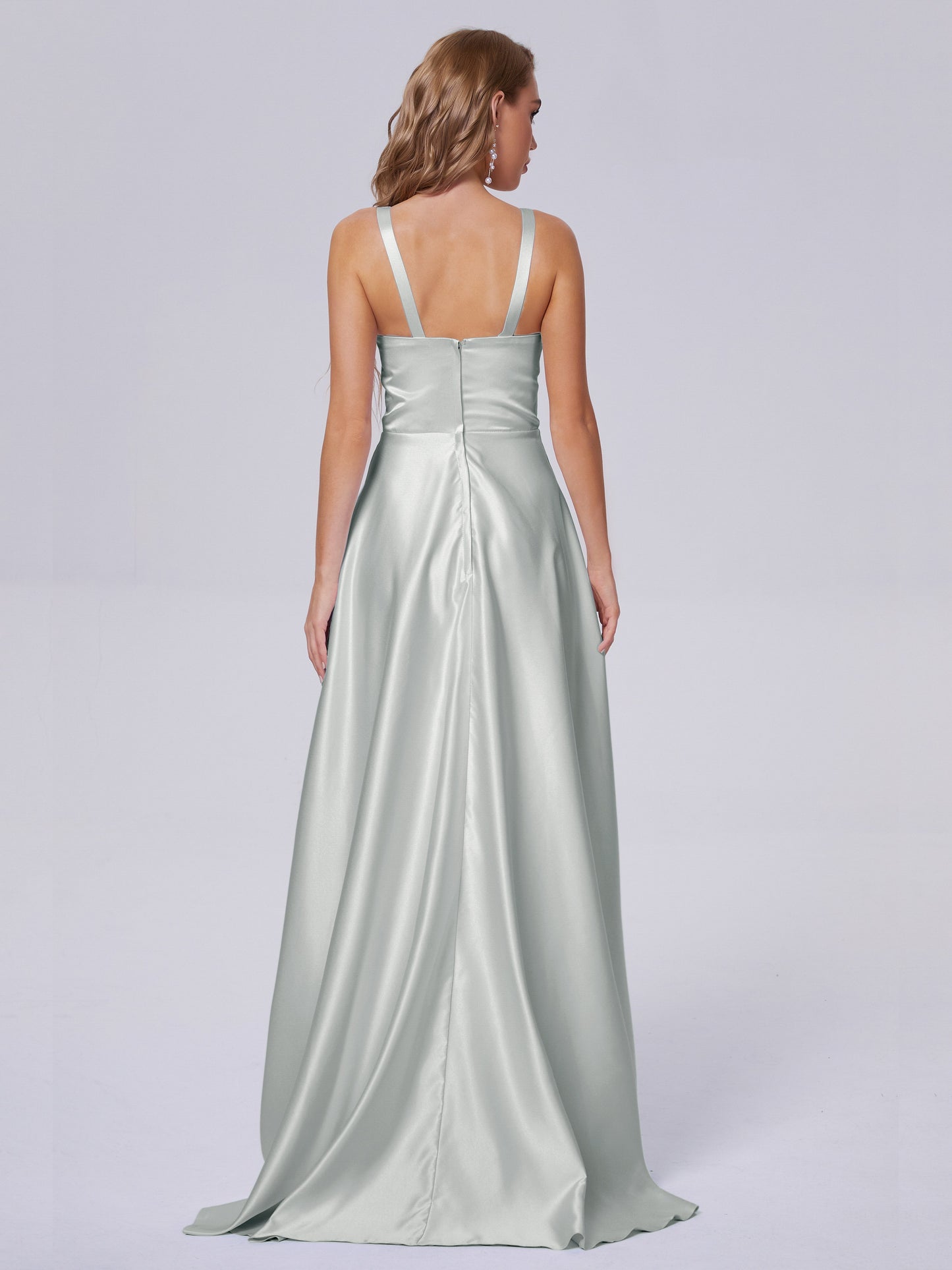 Fiona Sleeveless Satin Long Bridesmaid Dresses