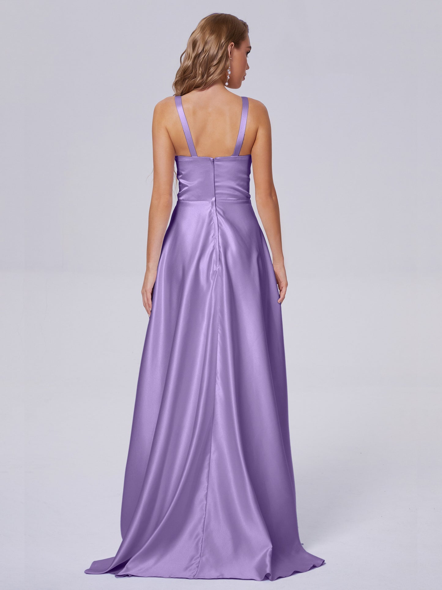 Fiona Sleeveless Satin Long Bridesmaid Dresses