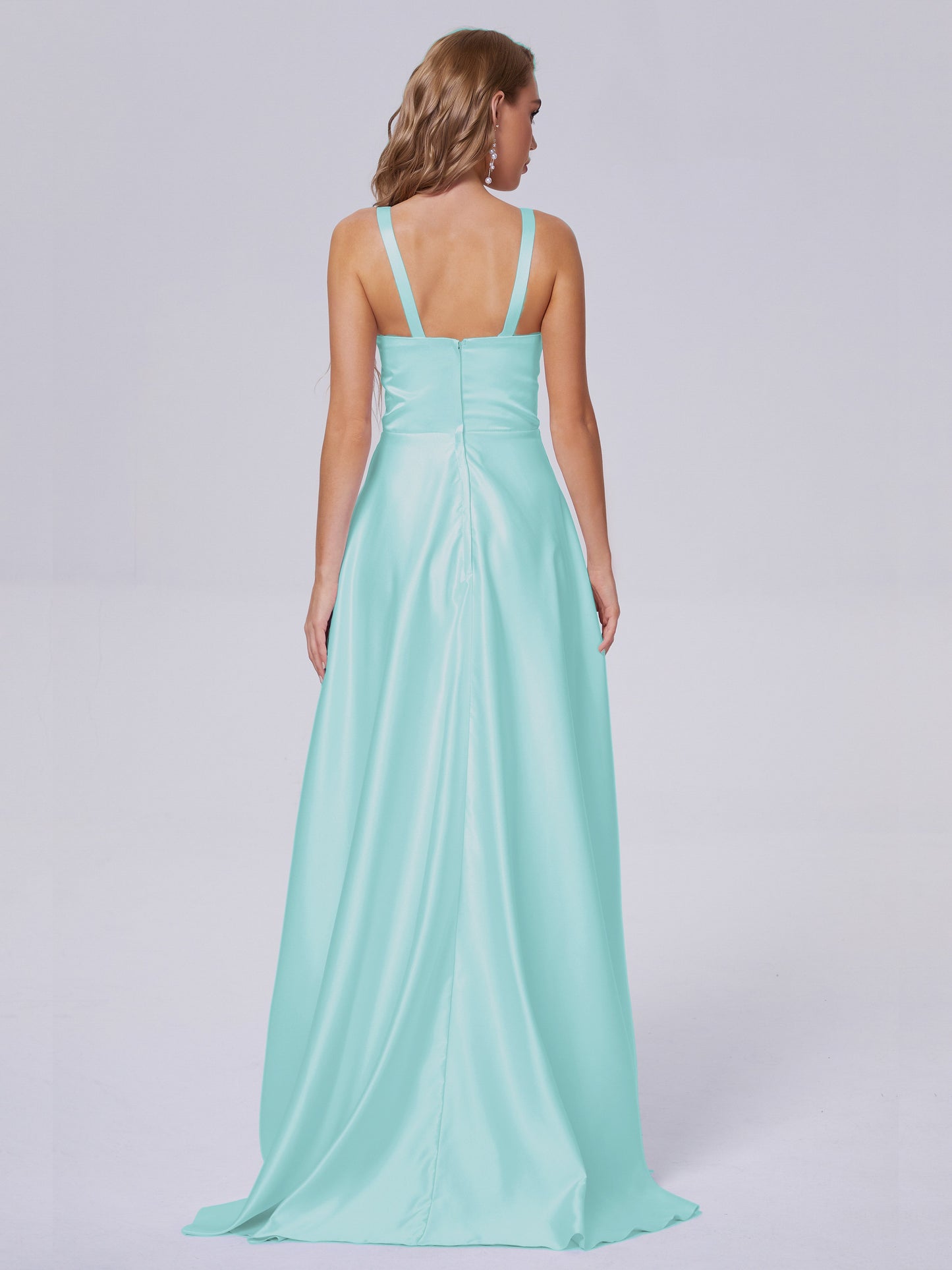 Fiona Sleeveless Satin Long Bridesmaid Dresses
