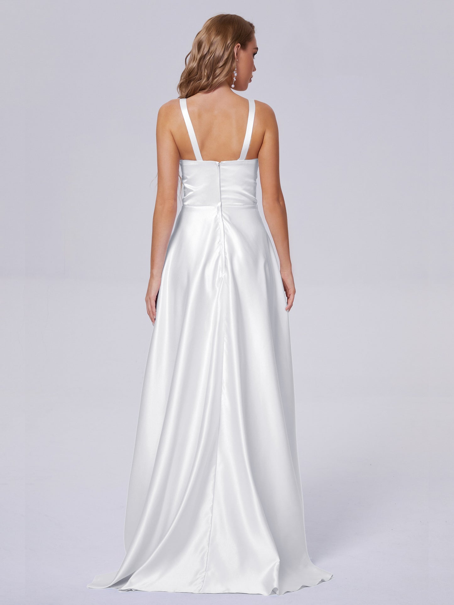 Fiona Sleeveless Satin Long Bridesmaid Dresses