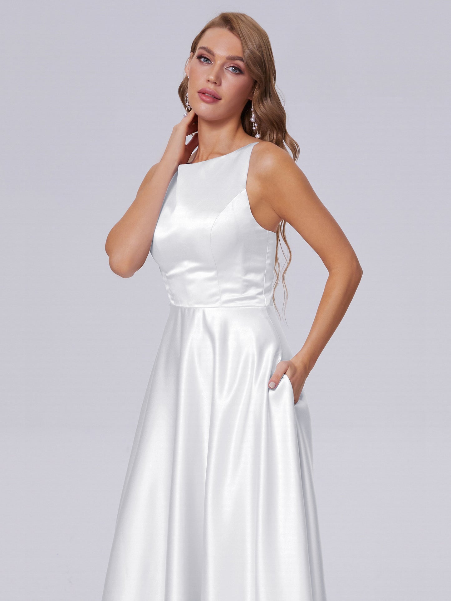 Fiona Sleeveless Satin Long Bridesmaid Dresses