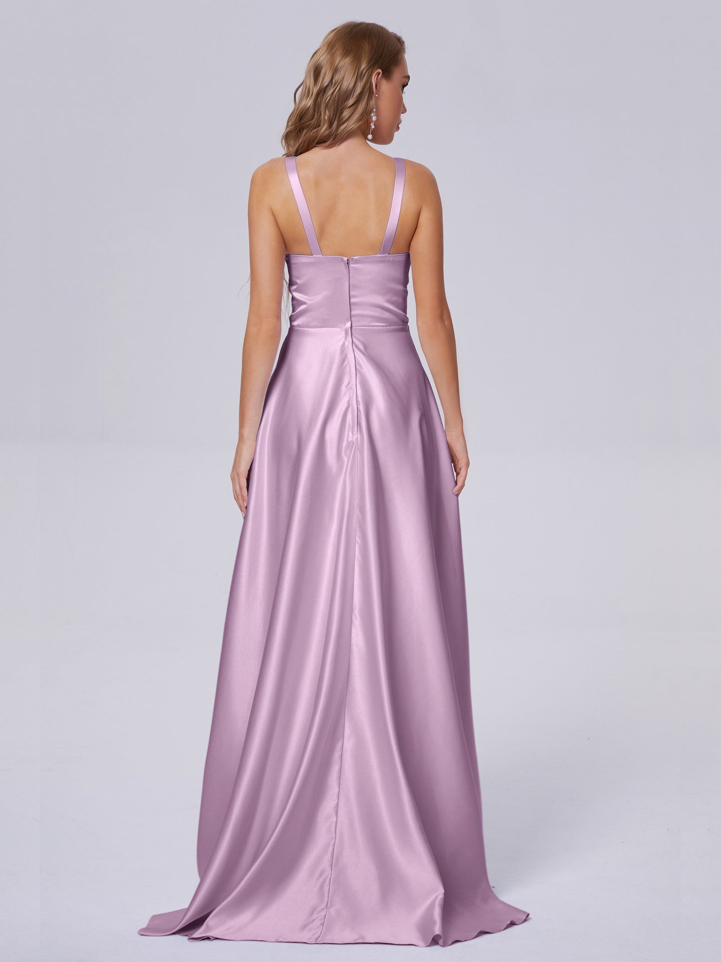Fiona Sleeveless Satin Long Bridesmaid Dresses