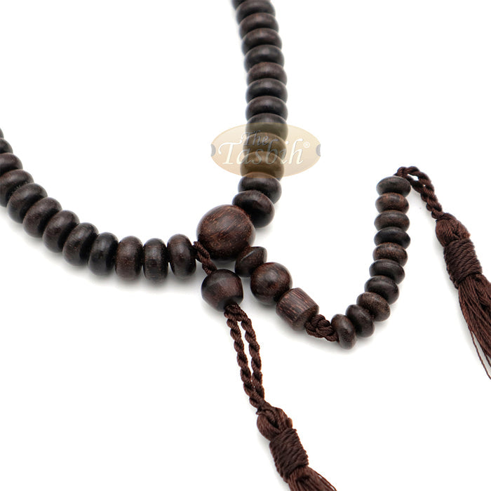 Flat Oval 6x9 mm Tamarind Tasbih 99 Beads with Brown Tassels