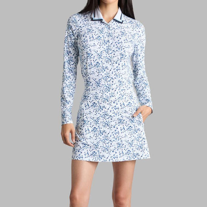 G/FORE Ditzy Print Floral L/S Polo - Blue/White