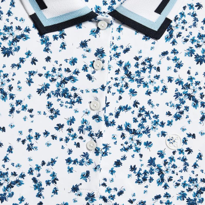 G/FORE Ditzy Print Floral L/S Polo - Blue/White