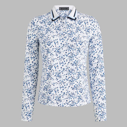 G/FORE Ditzy Print Floral L/S Polo - Blue/White