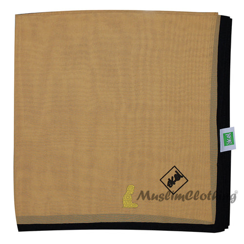 Gold with Black Border Chiffon Scarf Hijab Shawl Islamic Headwear