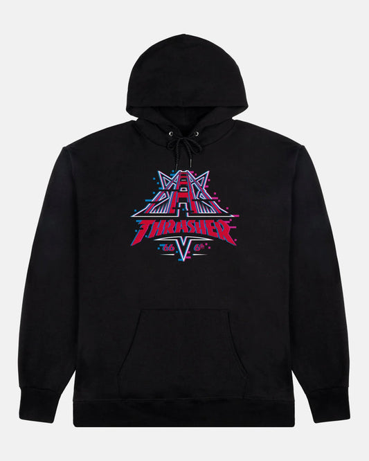 GOLDEN GATE GLITCHED - HOODIE - BLACK - Four Street