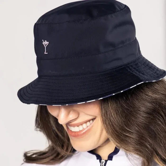 Golftini Grand Prix Reversible Bucket Hat - Navy/White