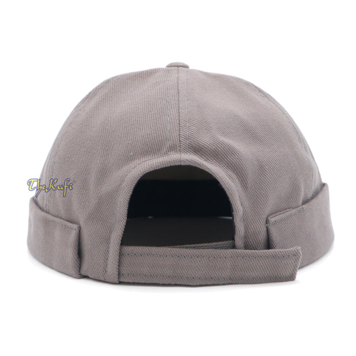 Gray Brimless Baseball Cap Adjustable Strap & Velcro