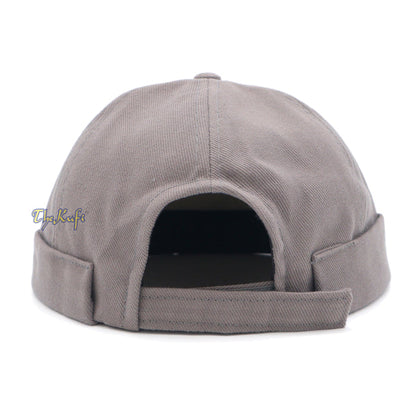 Gray Brimless Baseball Cap Adjustable Strap & Velcro