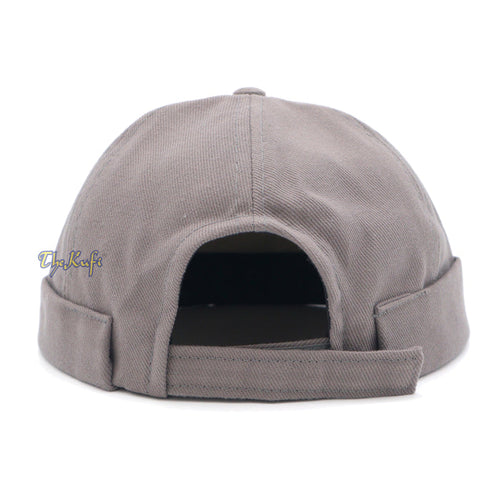 Gray Brimless Baseball Cap Adjustable Strap & Velcro
