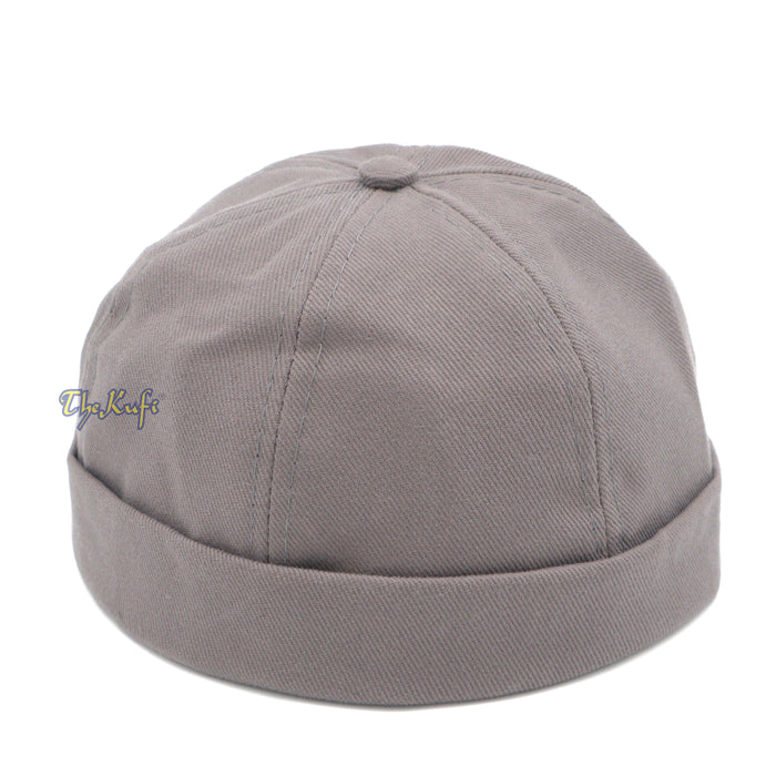 Gray Brimless Baseball Cap Adjustable Strap & Velcro