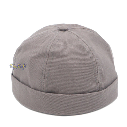 Gray Brimless Baseball Cap Adjustable Strap & Velcro