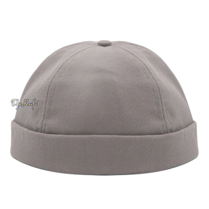 Gray Brimless Baseball Cap Adjustable Strap & Velcro