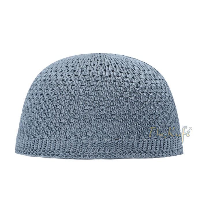 Gray Open-Weave Stretchy 100% Nylon Kufi Skull Caps