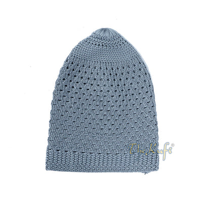 Gray Open-Weave Stretchy 100% Nylon Kufi Skull Caps