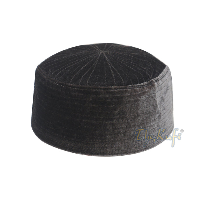 Gray Semi-Rigid Velveteen Bani Hasyim Kufi Hats