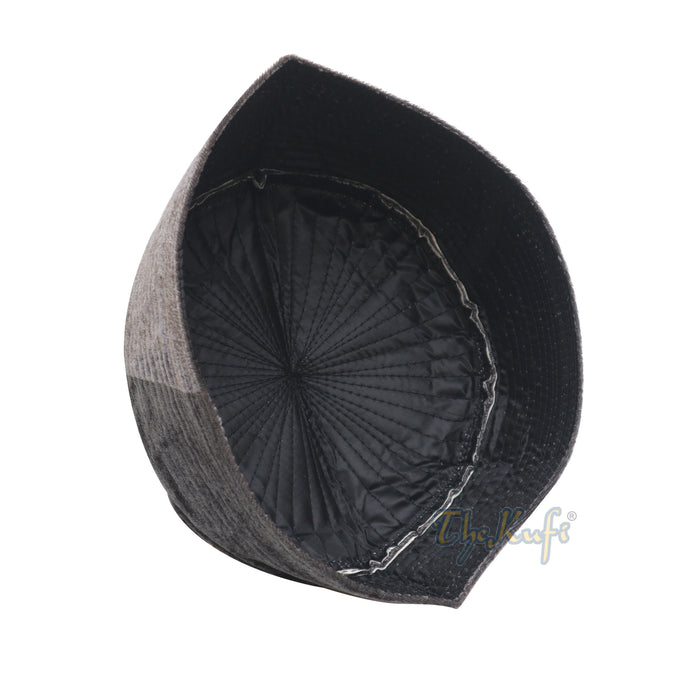 Gray Semi-Rigid Velveteen Bani Hasyim Kufi Hats