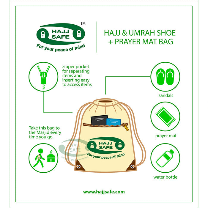HajjSafe™ Hajj & Umrah - Shoe + Prayer Mat Bag
