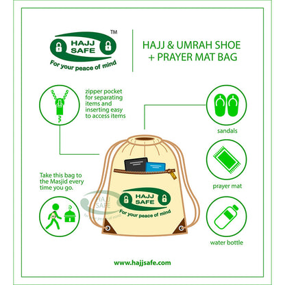 HajjSafe™ Hajj & Umrah - Shoe + Prayer Mat Bag