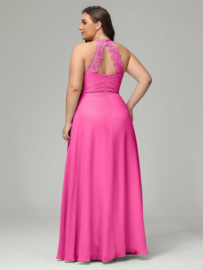 Halter Plus Size Chiffon Bridesmaid Dresses