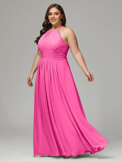 Halter Plus Size Chiffon Bridesmaid Dresses