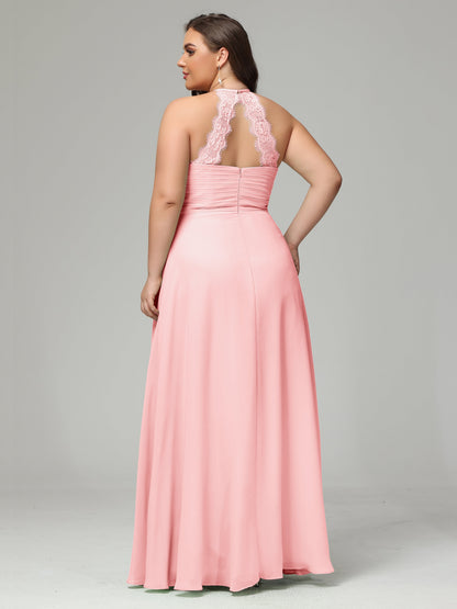 Halter Plus Size Chiffon Bridesmaid Dresses