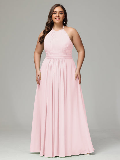 Halter Plus Size Chiffon Bridesmaid Dresses