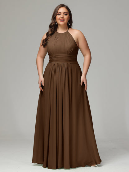 Halter Plus Size Chiffon Bridesmaid Dresses