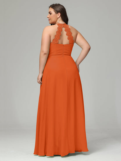 Halter Plus Size Chiffon Bridesmaid Dresses