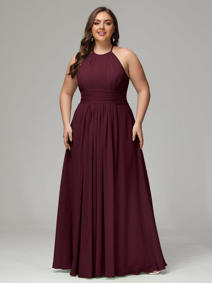Halter Plus Size Chiffon Bridesmaid Dresses