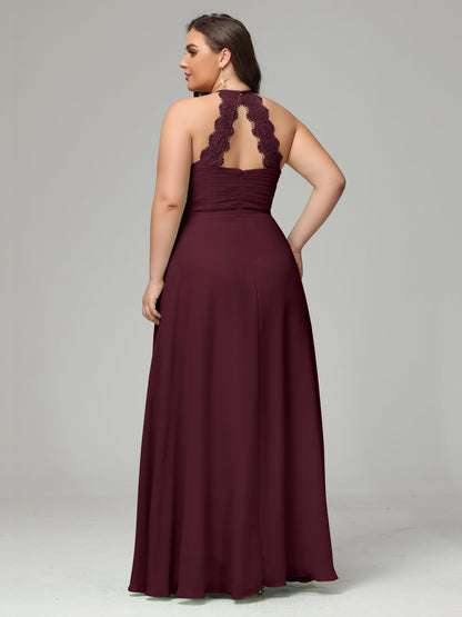 Halter Plus Size Chiffon Bridesmaid Dresses