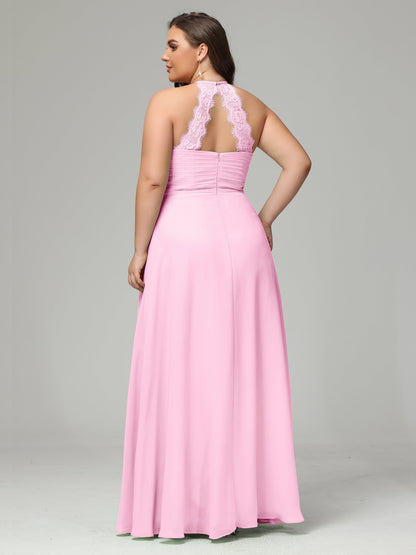 Halter Plus Size Chiffon Bridesmaid Dresses