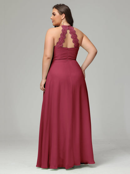 Halter Plus Size Chiffon Bridesmaid Dresses