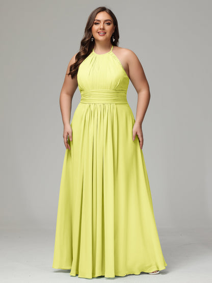 Halter Plus Size Chiffon Bridesmaid Dresses