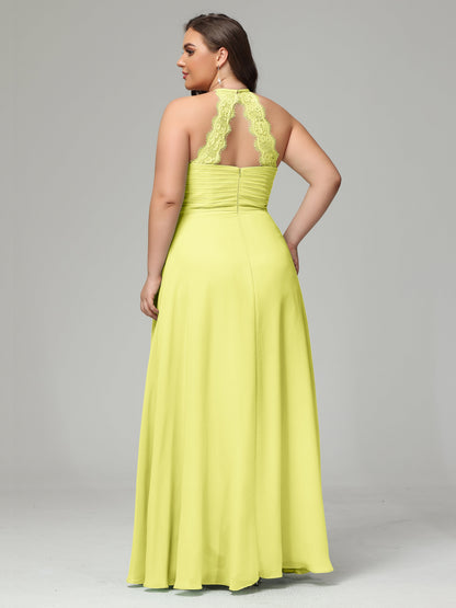 Halter Plus Size Chiffon Bridesmaid Dresses