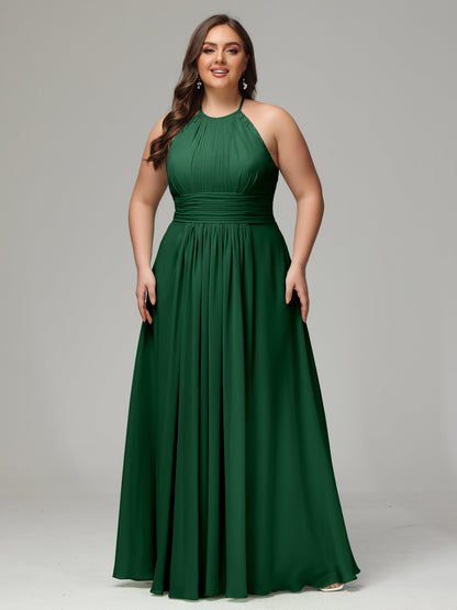 Halter Plus Size Chiffon Bridesmaid Dresses