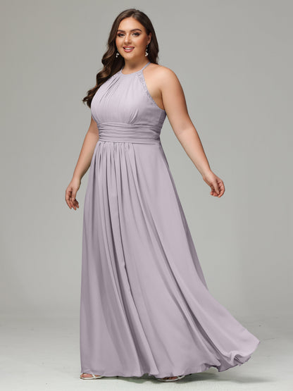 Halter Plus Size Chiffon Bridesmaid Dresses